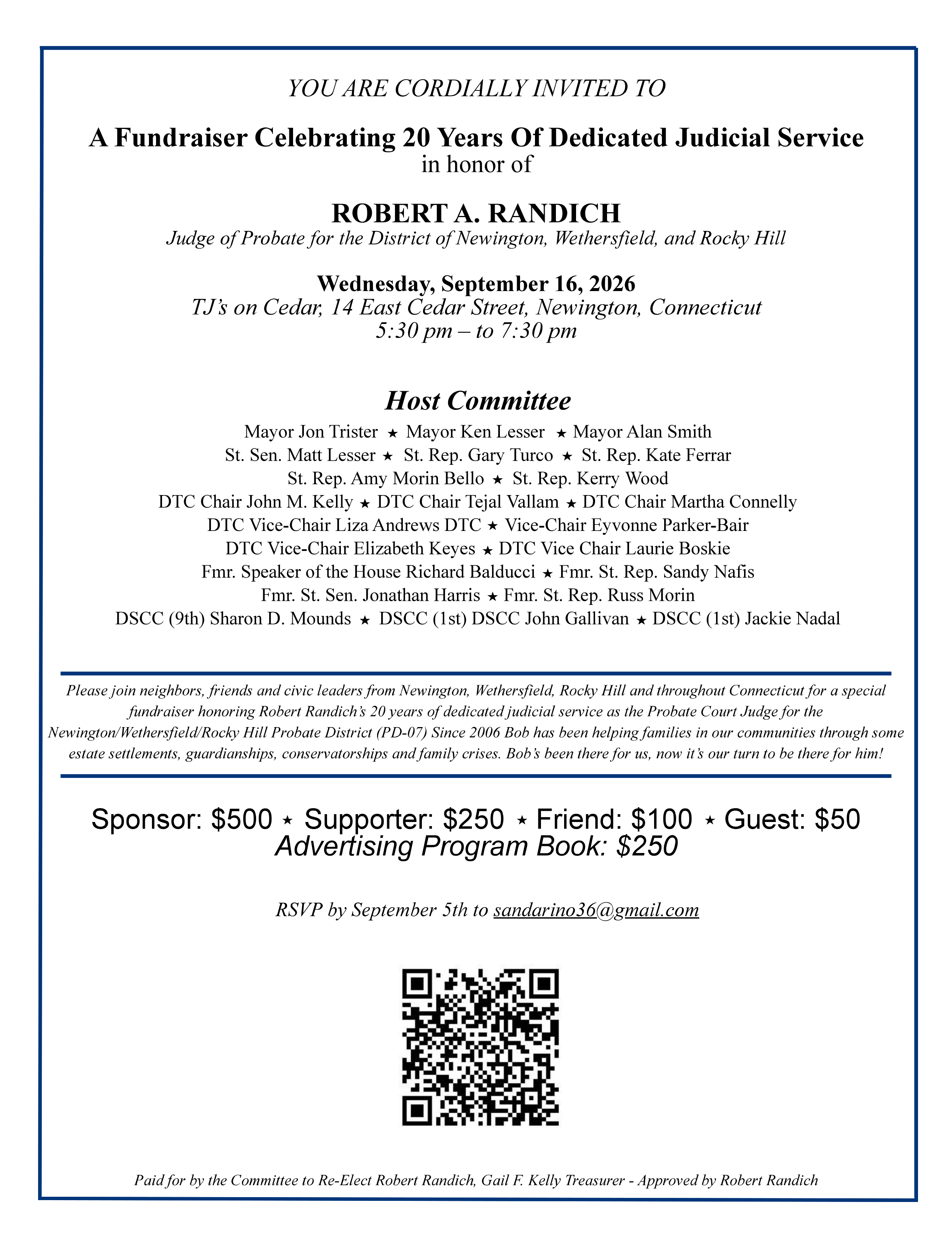 Randich Fundraiser Invitation