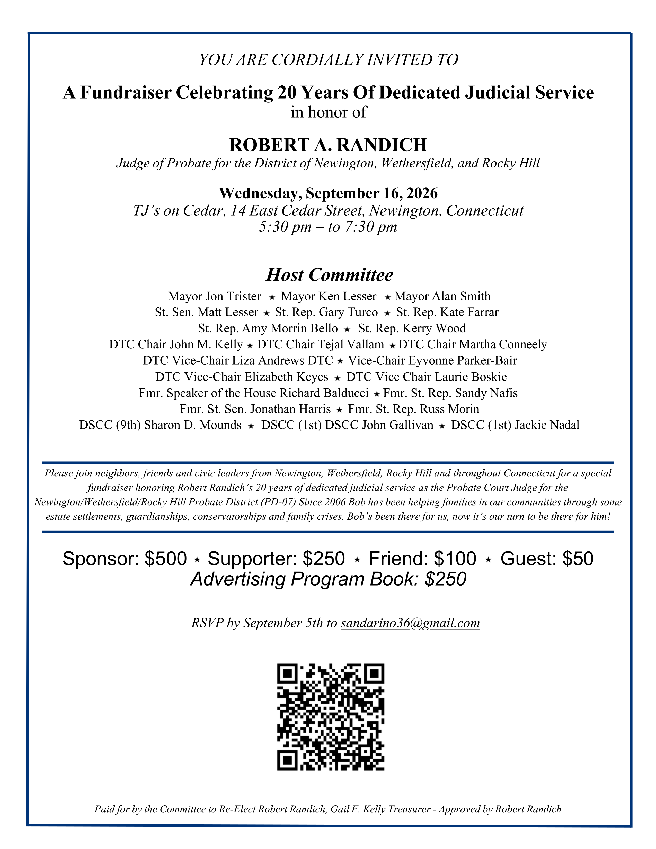 Randich Fundraiser Invitation